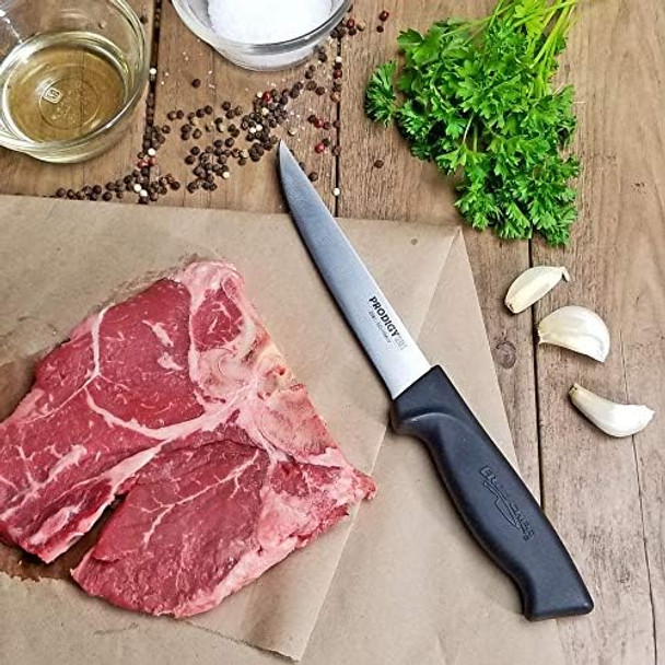 Ergo Chef Prodigy Series 6-Inch Wide Boning Knife - High Carbon Stainless Steel Semi-Stiff Blade With Ergonomic Non-Slip Handle For Precise Meat Deboning