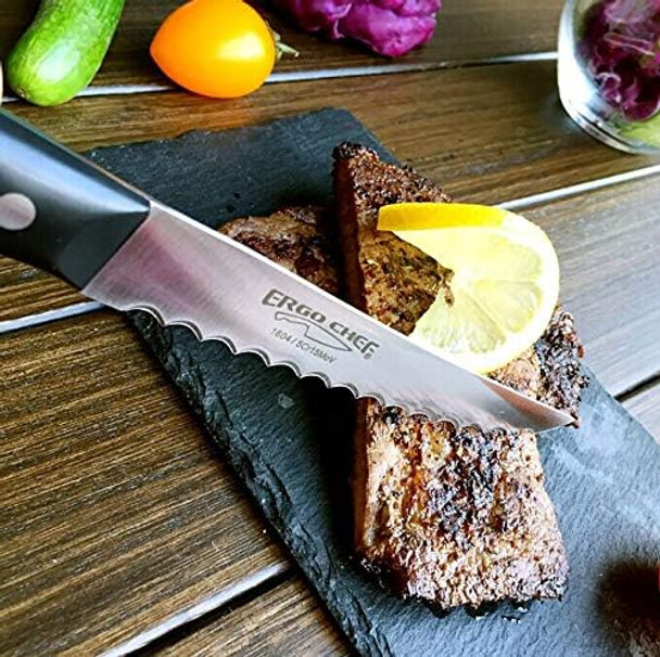 Ergo Chef Pro-Series Ii 4-Piece Steak Knife Set – High Carbon Stainless Steel Serrated Blade Triple Rivet Full Tang Design