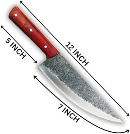 Professional Hand Forged Japanese High Carbon Steel Ultra Sharped Kitchen Chef Knife With Hand Stitched Leather Sheath