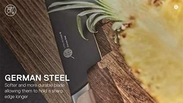 Everdure German Steel Professional Chef Knife 5.98 Inch Knife With Titanium Coated Blade And Pakka Wood Handle Perfect Kitchen Knife For Slicing Or Dicing Your Vegetables And Meat