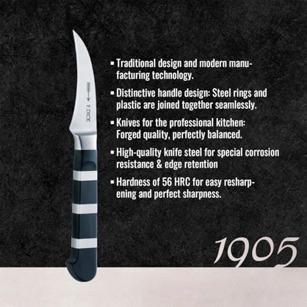 F. Dick – 1905 Peeling Knife - Paring Knife With 2.8" Blade & 56 Hrc - Ideal For Cutting Fruit & Vegetables - Ultra Sharp - Stainless Steel - Ergonomic Handle - High Carbon