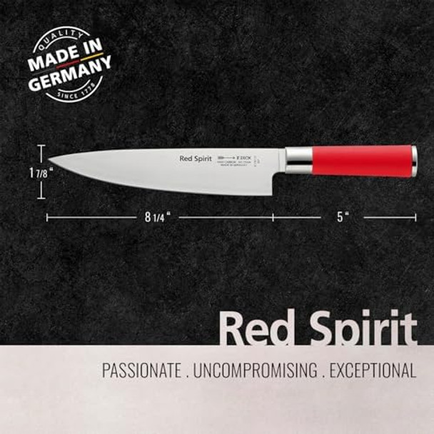F. Dick – Red Spirit Chef Knife - Classic Kitchen Knife With 8.3" Blade & 56 Hrc - Ideal For Meat & Vegetables - High Carbon - Stainless Steel - Ultra Sharp - Ergonomic Handle - Made In Germany
