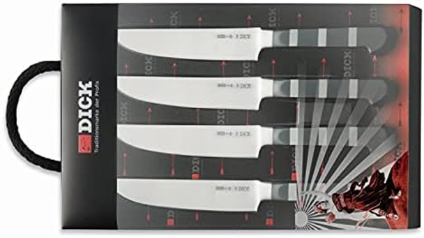 F. Dick - 1905 Steak Knife Set - Four Knife Set With 4.7’’ Blades & 56 Hrc - Ideal For Cleanly Cutting Meat - Ultra Sharp - Nsf - Lightweight Handles - High Carbon - Made In Germany F. Dick - 1905 Steak Knife Set - Four Knife Set With 4.7’’ Blades & 56 Hrc - Ideal For Cleanly Cutting Meat - Ultra Sharp - Nsf - Lightweight Handles - High Carbon - Made In Germany