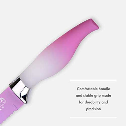 Colorful Kitchen Knife Set 5 Kitchen Knives With Peeler - Non-Stick Stainless Steel Chef Knife Set - Gradient Rainbow Knives With Pp Handle