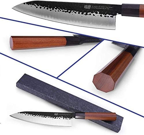 Findking Dynasty Series 6.5" Serbian Cleaver And 8" Chefs Knife High Carbon Clad Steel Octagonal Handle Kitchen Cook'S Knives Findking Dynasty Series 6.5" Serbian Cleaver And 8" Chefs Knife High Carbon Clad Steel Octagonal Handle Kitchen Cook'S Knives