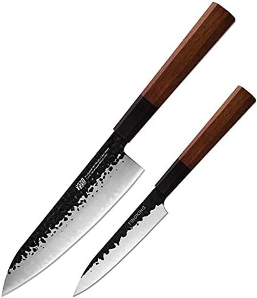 Findking Dynasty Series 5" Kitchen Utility Knife And 8" Chef Knife High Carbon Clad Steel Octagonal Handle Kitchen Knives
