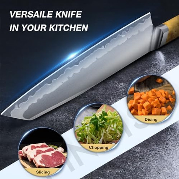 Kitchen Knife 14C28N Steel Viking Knife And Chef Knife S35Vn S35Vn Powder Steel Core Japanese Chef Knife 7-Layers Clad Steel
