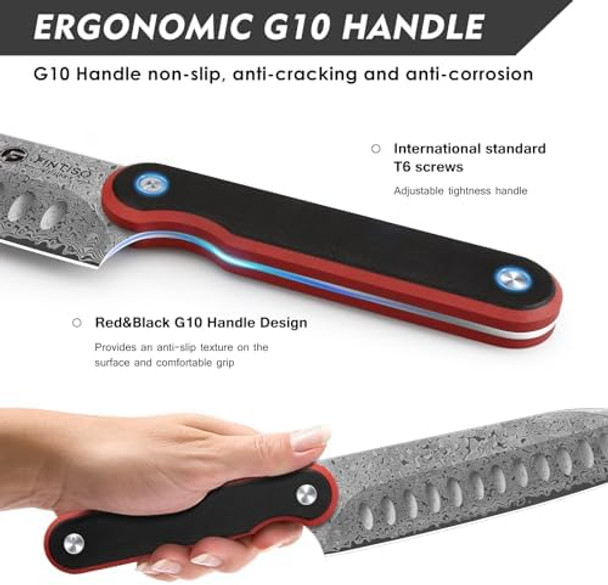 Marisol S35Vn Powder Steel Core Japanese Chef Knife And Vulpes 67-Layer Damascus Steel Santoku Knife