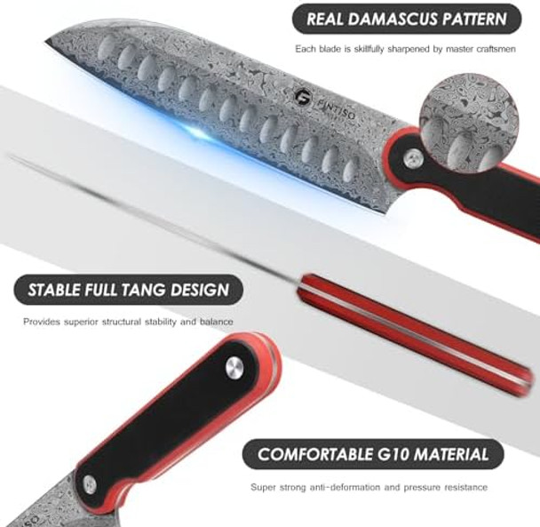 Marisol S35Vn Powder Steel Core Japanese Chef Knife And Vulpes 67-Layer Damascus Steel Santoku Knife
