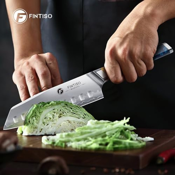 Santoku Knife 7 Inch S35Vn Powder Steel Core Vegetable Knife 67-Layer Japanese Damascus Steel Chef Knife