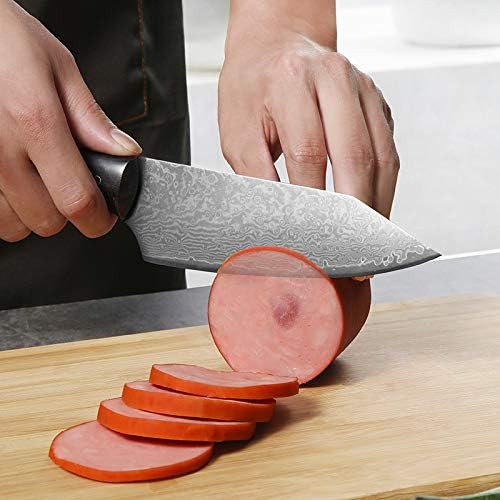 Full Tang Ebony Handle Damascus Asian Multi-Prep Knife Triangular Shape For Easy Maneuvering Vg10 67 Layers Ultra-Sharp Classic Cooks Knife With Ergonomic Handle For Home Kitchen