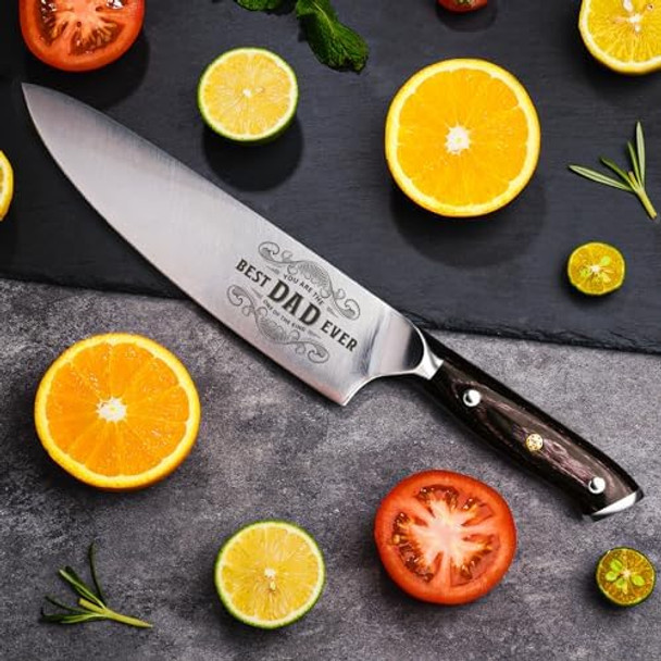 s For Dad Christmas From Daughter Son Best Dad Ever Kitchen Knife Set With Wooden Box Christmas Stocking Stuffers For Papa 8 Inch German Chef Knife With Ergonomic Handle