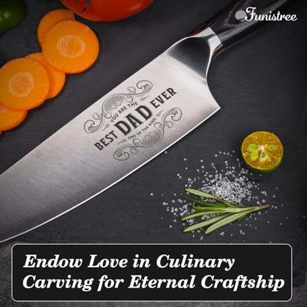 s For Dad Christmas From Daughter Son Best Dad Ever Kitchen Knife Set With Wooden Box 8 Inch Professional Kitchen Knife Set German High Carbon Stainless Steel Chef'S Knife