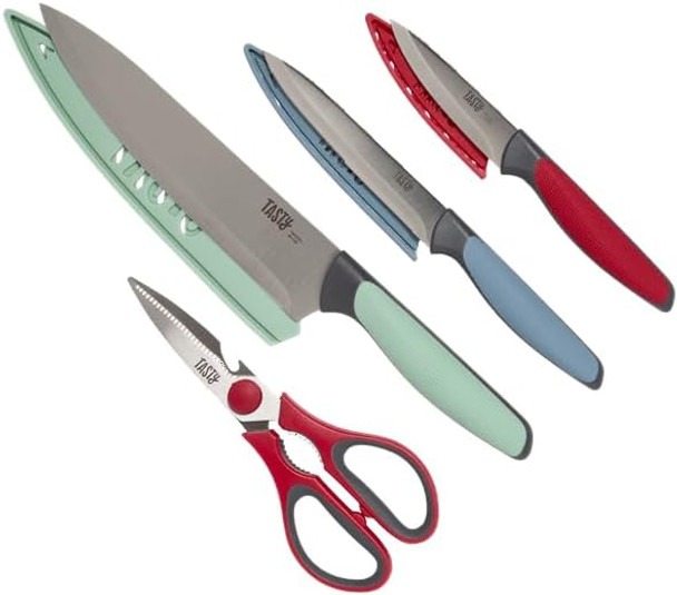 4 Piece Cutlery Knife Set With Shears Stainless Steel Multicolor