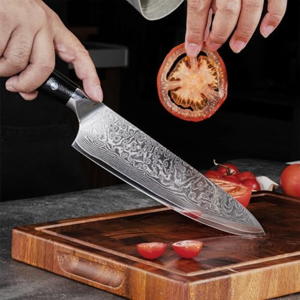 Chef Knife 8 Inch Japanese Steel Damascus Kitchen Knife Vg-10 Damascus Super Steel Kitchen Knifeultra Sharp Professional Cooking Knife With Ergonomic G10 Handleincluding Luxury Box