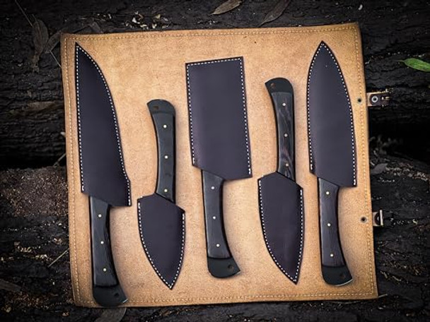 Premium Handcrafted Stainless Steel Culinary Collection – Meticulously Crafted Chef’S Knives Set With Sturdy Wooden Handle A Full Tang Blade With A Protective Leather Sheath