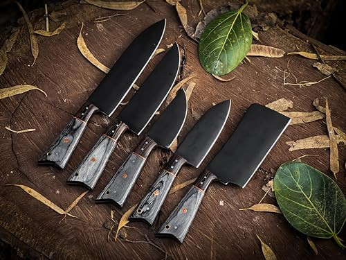 Premium Handcrafted Stainless Steel Culinary Collection – Meticulously Crafted Chef’S Knives Set With Sturdy Wooden Handle A Full Tang Blade With A Leather Roll-Up Storage Case