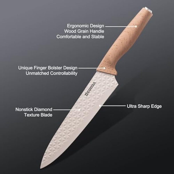 Gooda Kitchen Knife Set With Block6-Piece Professional Chef Cooking Knives Set For Kitchennon-Stick Stainless Steel Knife Block Set