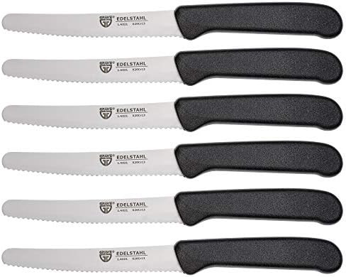 Table Knives 6 Pieces Knife Set For Cutting Pack Of 6 Bread Knives Breakfast Knives With Serrated Edge On One Side Knife 21 Cm - Black