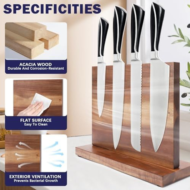 Magnetic Knife Holder Wooden Knife Magnetic Strip Magnetic Knife Block With Strong Magnets Kitchen Knives Organizer Tools No Drilling