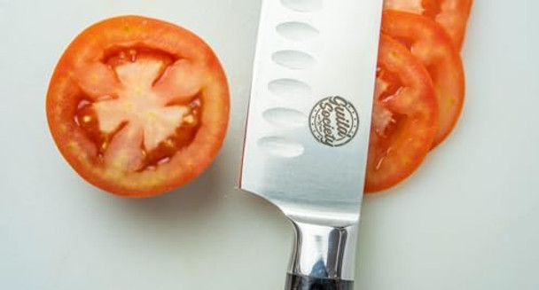 7 Inch Japanese Santoku Knife Stainless Steel Ergonomic Pakkawood Handle For Comfort - Sharp Chef Knife For Slicing Chopping And Mincing - Perfect For Vegetables Meat & Fish