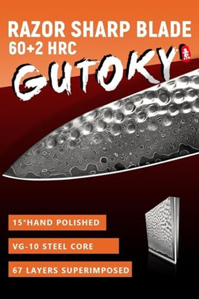 8 Inch Japanese Chef Knife - 67 Layers Japanese Vg-10 Damascus Steel Hand Forging Kitchen Knife Professional Ultra-Sharp Japanese Knife With Sheath