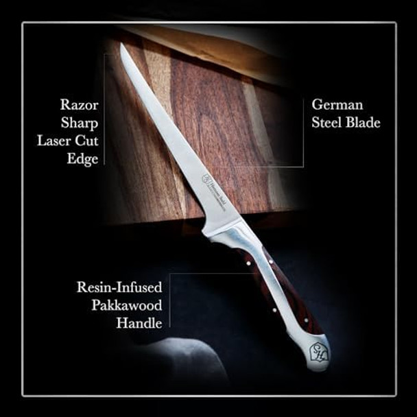 Hammer Stahl 9-Inch Fillet Knife German Forged High Carbon Steel Fishing Blade For Filleting Boning Trimming & Slicing Ergonomic Quad-Tang Pakkawood Handle & Box Hammer Stahl 9-Inch Fillet Knife German Forged High Carbon Steel Fishing Blade For Filleting Boning Trimming & Slicing Ergonomic Quad-Tang Pakkawood Handle & Box