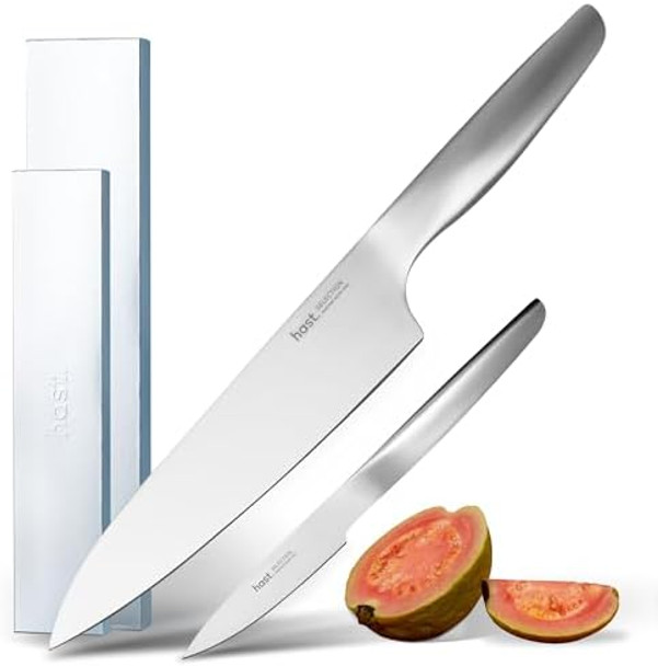 Hast 2-Piece Chef Knife Set Ultra-Sharp Professional Knife Set Japanese Carbon Steel Lightweight Ergonomic & Award-Winning Design Sleek Stainless Steel Essential Kitchen Knife Set