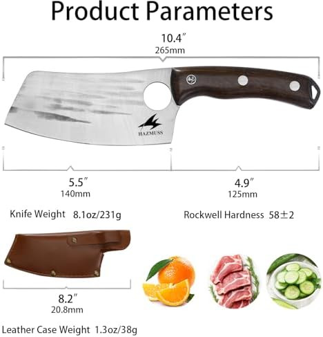 Chef'S Knife - 6.2" High Carbon Stainless Steel Blade Perfect Kitchen Knive Chopping Julienne And Slicing Kitchen Knife Full Tang With Ergonomic Ash Wood Handle Leather Sheath