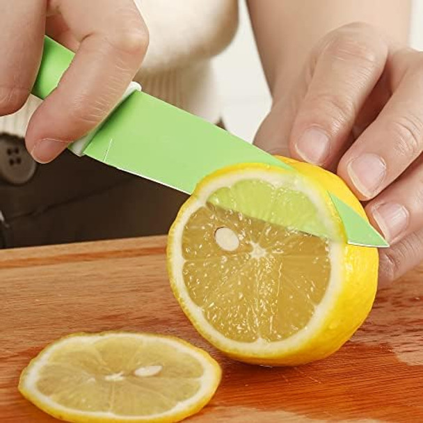 Hecef Colorful Knife Set With Covers Dishwasher Safe 6 Pieces Colour Coded Non-Stick Stainless Steel Cooking Knives Including Paring Utility Bread Carving Santoku Chef Knife