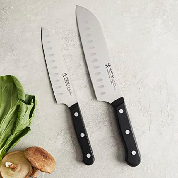 Henckels 2-Pc Santoku Knife Set 5 Inch & 7 Inch Plus 4-Inch Chef Knife German Engineered Stainless Steel
