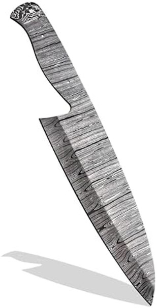 Custom Hand Forged Damascus Steel Blank Blade Chef Knife - Kitchen Knife Billet Bar Handmade Knife Making Supply Knife Kit Chef Blade
