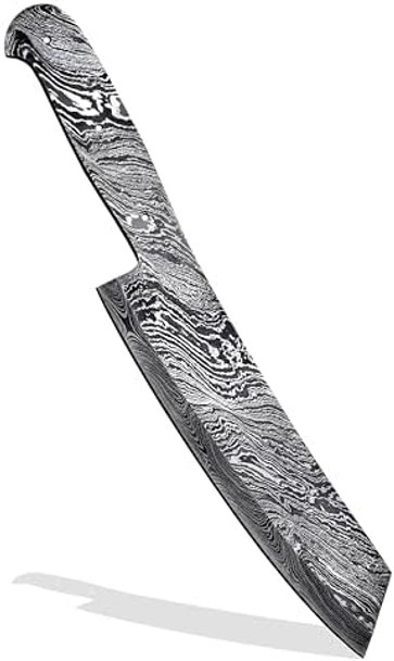Custom Hand Forged Damascus Steel Blank Blade Chef Knife - Kitchen Knife Damascus Billet Bar Handmade Knife Making Supply