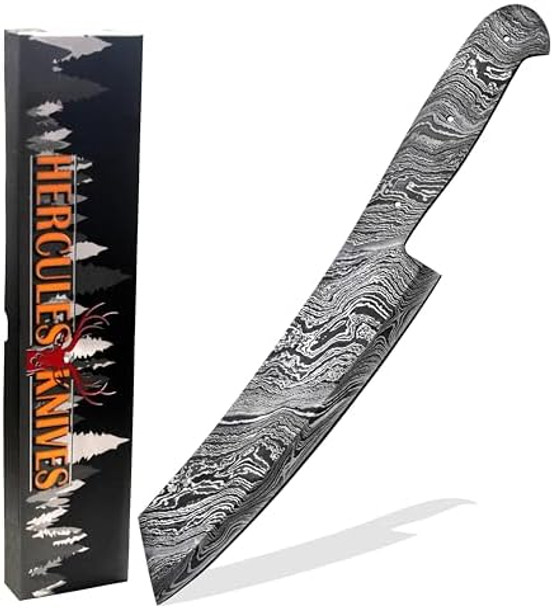 Custom Hand Forged Damascus Steel Blank Blade Chef Knife - Kitchen Knife Damascus Billet Bar Handmade Knife Making Supply