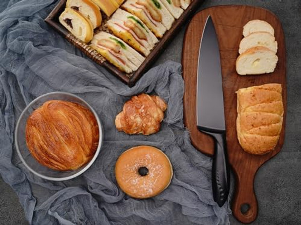 8 Inch Chef Knife German High Carbon Stainless-Steel Blade And Ergonomic Comfortable Handle Non-Stick Chef Knife For Cutting Of Meat Vegetables And Fruits-Black 8 Inch Chef Knife German High Carbon Stainless-Steel Blade And Ergonomic Comfortable Handle Non-Stick Chef Knife For Cutting Of Meat Vegetables And Fruits-Black