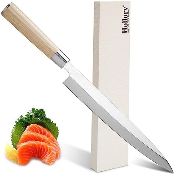 Sashimi Sushi Knife – 9.5 Inch Japanese Yanagiba Slicing Knife Super Sharp Professional High Carbon Stainless Steel Single Bevel Fish Knife With Pakkawood Handle