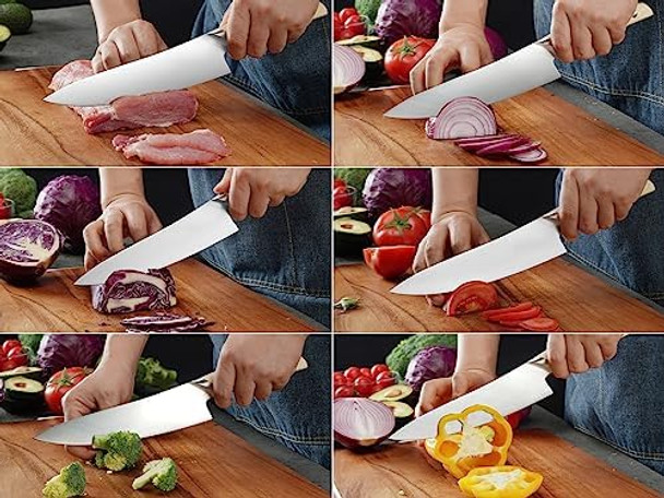 Chef Knife – 8 Inch Kitchen Knife - Super Sharp Professional High Carbon Stainless Steel Cooks Knife With Pakkawood Handle