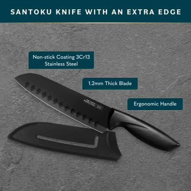 Home Hero 2 Pcs Santoku Knife With Sheath - High Carbon Stainless Steel Chopping Knife With Ergonomic Handle - Razor-Sharp Multi-Purpose Kitchen Knife For Chopping Vegetable And Cooking (Black) Home Hero 2 Pcs Santoku Knife With Sheath - High Carbon Stainless Steel Chopping Knife With Ergonomic Handle - Razor-Sharp Multi-Purpose Kitchen Knife For Chopping Vegetable And Cooking (Black)