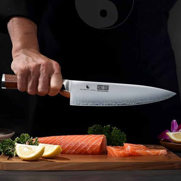 8 Inch Japanese Chef Knife And 7 Inch Damascus Santoku Knife With Ergonomic Wooden Handle 8 Inch Japanese Chef Knife And 7 Inch Damascus Santoku Knife With Ergonomic Wooden Handle