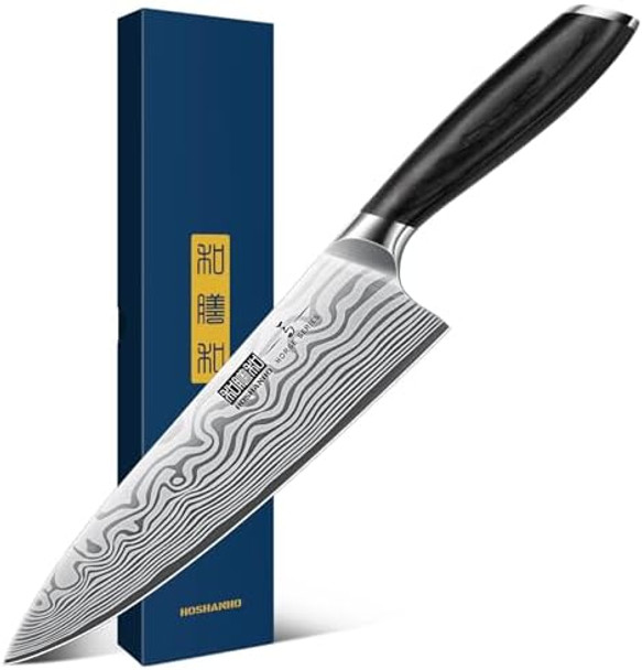 8 Inch Chef Knife Ultra Sharp High Carbon Powder Steel Kitchen Knife Professional Japanese Chef'S Knife & Magnetic Knife Strips Magnetic Knife Holder For Wall 16 Inch