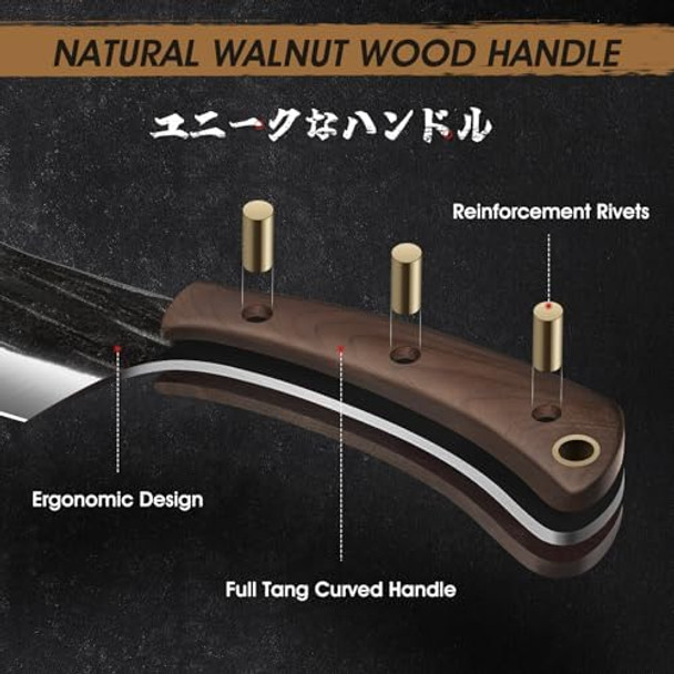 6 Inch Cleaver Knife Hand Forged Vegetable Meat Cleaver Full Tang Chopper Butcher Knife For Meat Cutting For Kitchen Outdoor Cooking Camping