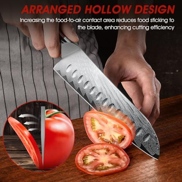 7-Inch Damascus Santoku Knife & 8-Inch Chef Knife