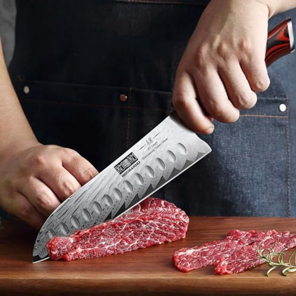 7-Inch Damascus Santoku Knife & 8-Inch Chef Knife