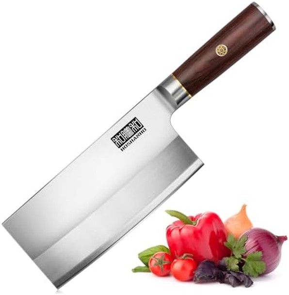 Ultra Sharp Cleaver Knife 7 Inch High Carbon Powder Steel Meat Cleaver Butcher Knife With Wooden Handle Vegetable Meat Cleaver For Home And Restaurant