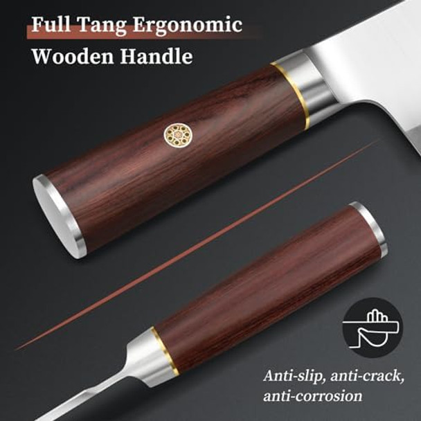 Ultra Sharp Cleaver Knife 7 Inch High Carbon Powder Steel Meat Cleaver Butcher Knife With Wooden Handle Vegetable Meat Cleaver For Home And Restaurant