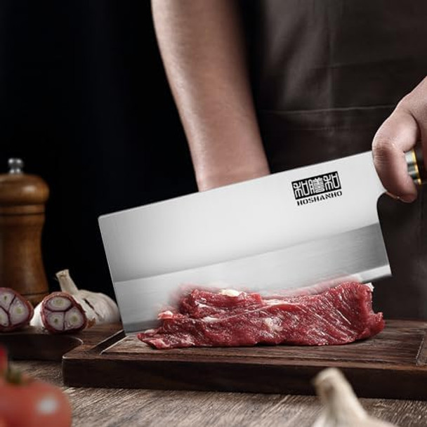 Ultra Sharp Cleaver Knife 7 Inch High Carbon Powder Steel Meat Cleaver Butcher Knife With Wooden Handle Vegetable Meat Cleaver For Home And Restaurant