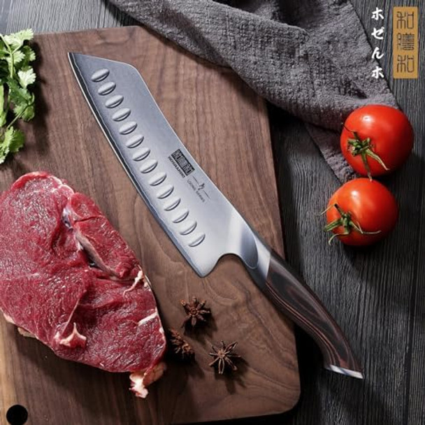 7 Inch Japanese Chef Knife Ultra Sharp High Carbon Stainless Steel Kitchen Knife Professional Santoku Knives With Ergonomic Pakkawood Handle