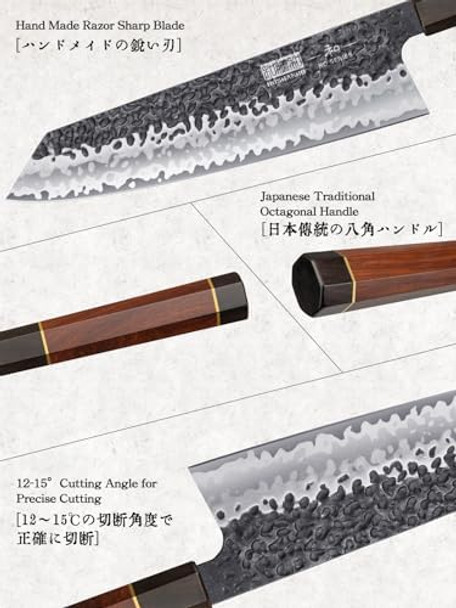 9 Inch Kiritsuke Chef Knife Japanese Hand Forged 7 Layers Vg-10 Steel Kitchen Knife & Sushi Knife Japanese Sashimi Knife 10 Inch & Paring Knife 3.75 Inch Peeling Knife