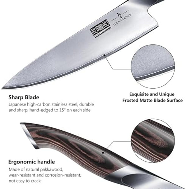 3 Pieces Kitchen Knife Set Professional Japanese Stainless Steel Chef Knife Set & 7 Inch Nakiri Knife Japanese High Carbon Stainless Steel Nakiri Chef Knife