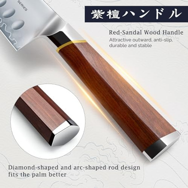 3 Pieces Knife Set Ultra-Sharp Japanese Super Steel Kithen Knives Set Professional Chef Knife Set With Ergonomic Wooden Handle & Box